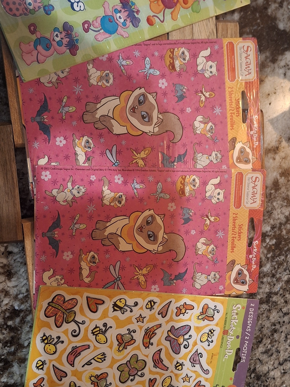 Vintage 2002 Stickety-Doo-Da Sticker Pack Lot Popples Sagwa American Greetings